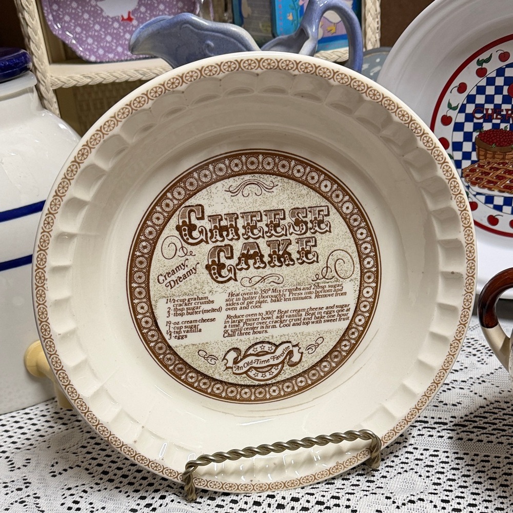 Vintage Cheesecake Ceramic Pie Plate